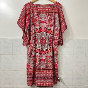 Maggy London 12 Pink Floral Fairy Feminine Bohemian Lightweight Kaftan Dress